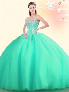 Dazzling Sleeveless Beading Lace Up Quinceanera Gown