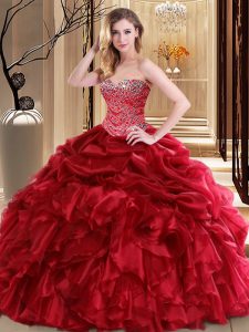 Cute Organza Sleeveless Floor Length Quinceanera Gown and Beading and Pick Ups