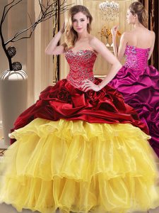 Dynamic Sleeveless Beading and Ruffles Lace Up Quinceanera Gown