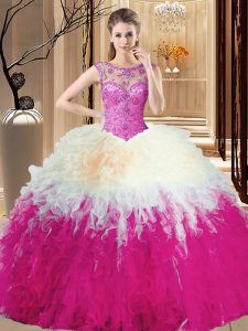 Multi-color High-neck Backless Beading and Ruffles 15th Birthday Dress Sleeveless