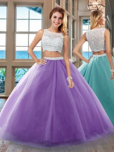 On Sale Purple Sleeveless Beading Floor Length Quinceanera Gowns