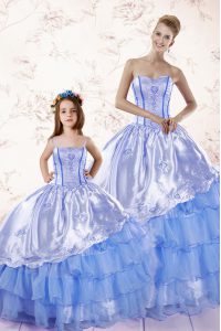 Customized Sleeveless Beading and Ruffled Layers Lace Up Vestidos de Quinceanera