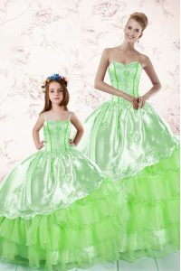 Enchanting Sweetheart Lace Up Embroidery and Ruffled Layers Vestidos de Quinceanera Sleeveless