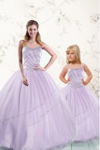 Perfect Floor Length Lavender Quince Ball Gowns Sweetheart Sleeveless Lace Up