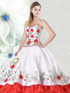Organza and Taffeta Sleeveless Floor Length Sweet 16 Dresses and Embroidery and Ruffled Layers