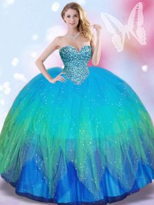 Multi-color Quinceanera Dress Tulle Sleeveless Beading