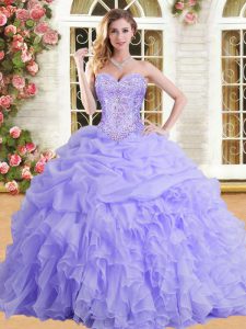 Sweet Sleeveless Beading and Appliques and Ruffles Lace Up Quinceanera Gowns