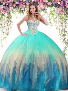 Wonderful Multi-color Vestidos de Quinceanera Military Ball and Sweet 16 and Quinceanera and For with Beading Sweetheart Sleeveless Lace Up
