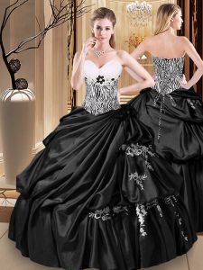 Lovely Pick Ups Floor Length Ball Gowns Sleeveless Black Party Dress Lace Up