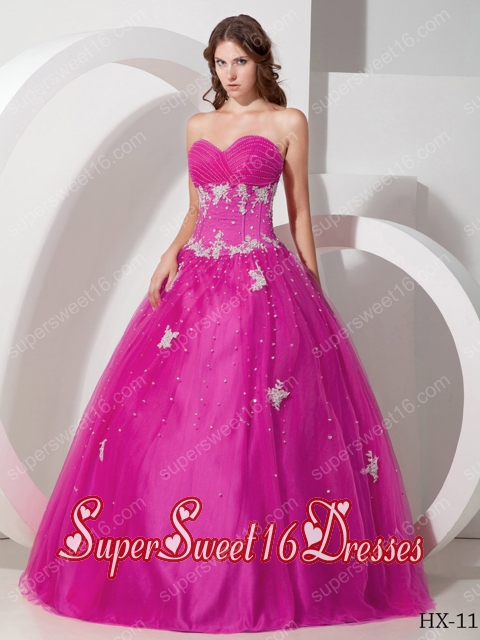 Appliques and Beading 15th Birthday Party Dresses in Fuchsia