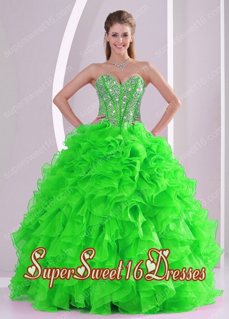 Pretty Quinceanera Dresses with Beading and Ruffles in Spring Green