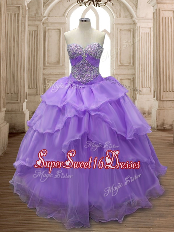 Pretty Big Puffy Ruffled Layers and Beading Sweet 16 Dress in Organza