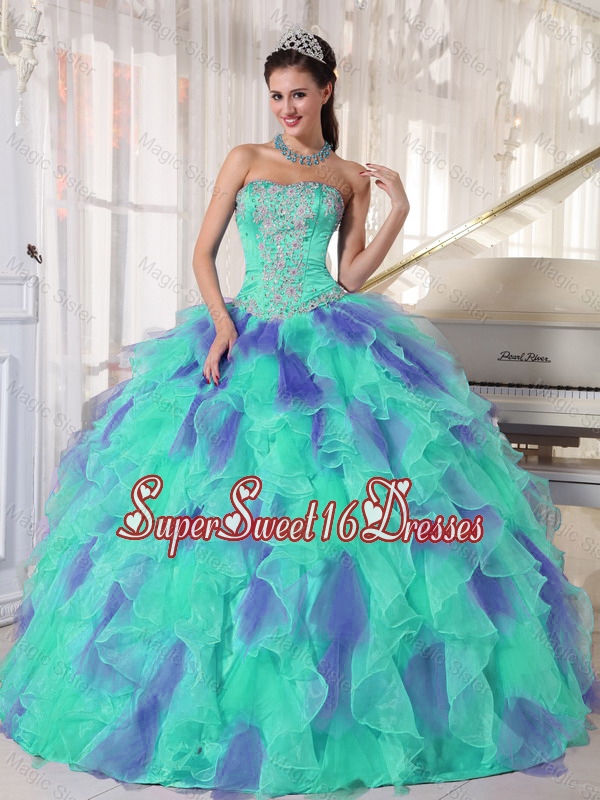 Elegant 2016 Multi Color Strapless Floor Length Appliques Quinceanera Dresses with Beading