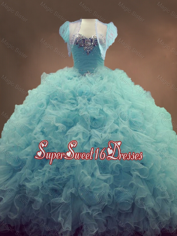 Discount Beaded and Ruffles Quinceanera Gowns in Light
