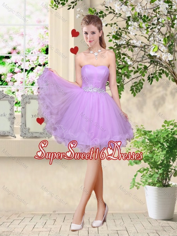 Simple A Line Strapless Lavender Quinceanera Dama Dresses with Belt