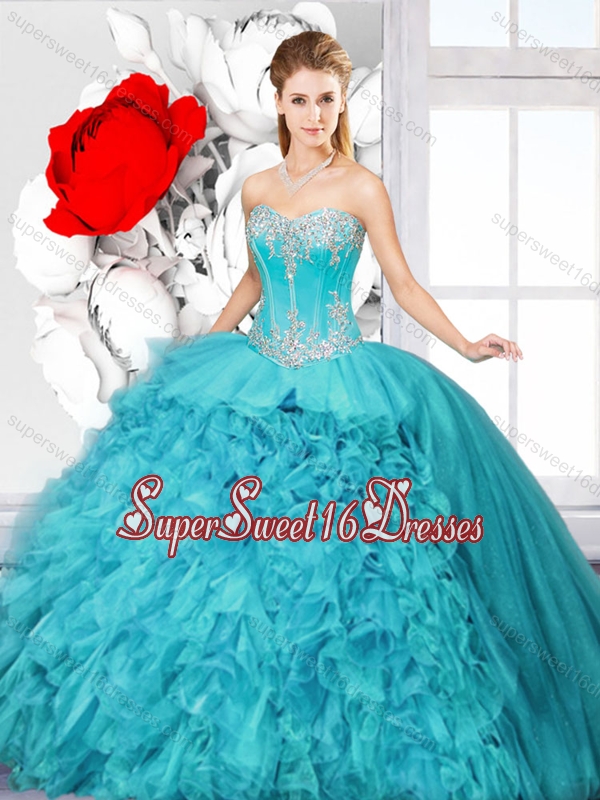 Hot Sale Ball Gown Sweet 16 Gowns with Beading and Ruffles for 2016 Spring