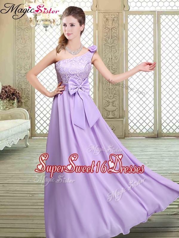 2016 Spring High Neck Lace Lavender Quinceanera Dama Dresses