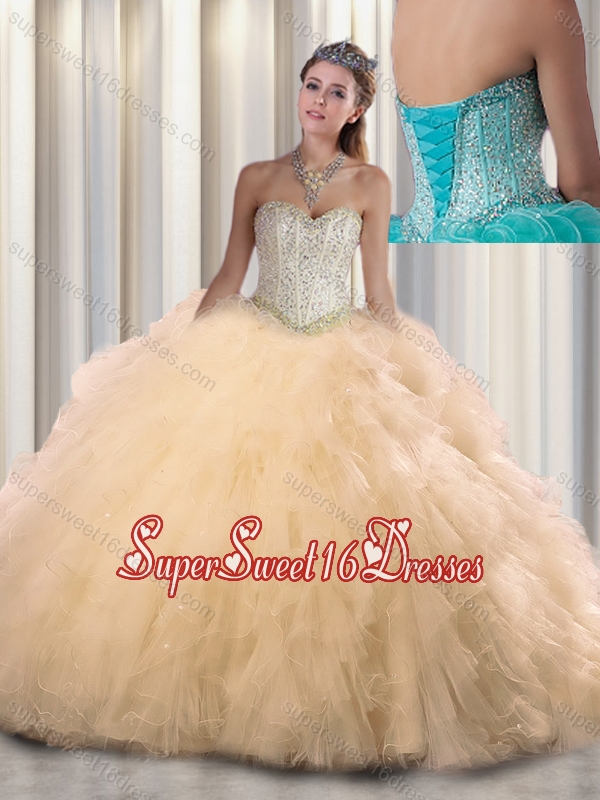 2016 New Style Sweetheart Beading Quinceanera Dressesin Champagne