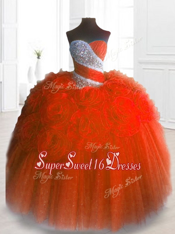 2016 In Stock Sweetheart Hand Made Flowers and Beading Quinceanera Gowns