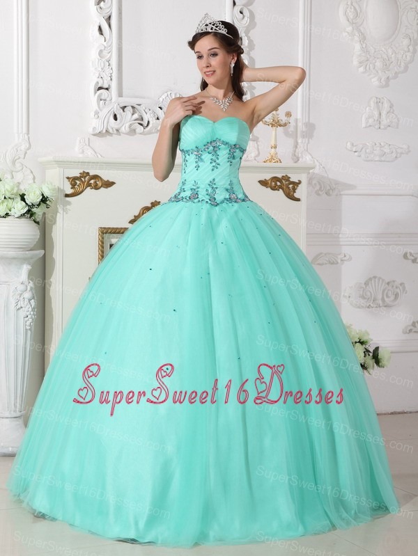 Modern Turquoise Sweet 16 Dress Sweetheart Tulle and Taffeta Beading Ball Gown