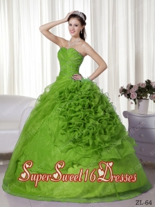 Ball Gown Sweetheart Organza Beading and Ruched 2013 Sweet 16 Dresses