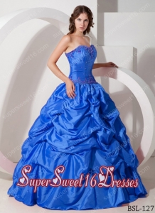 Blue Taffeta 2013 Sweet 16 Dresses with Pick-ups and Beading
