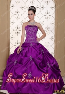 Strapless Embroidery Taffeta 2013 Sweet 16 Dresses with Pick-ups