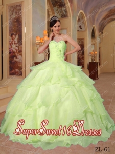 Ball Gown Sweetheart Organza Beading 2013 Sweet 16 Dresses in Yellow 223.59