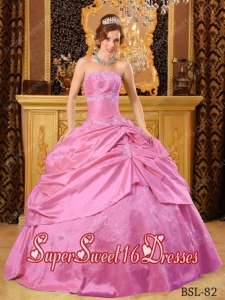 Beading Strapless Floor-length Taffeta Beading Cheap Sweet Sixteen Dresses in Hot Pink