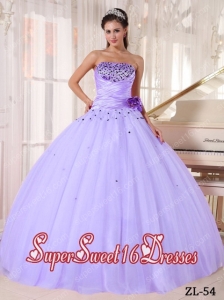 Lilac Ball Gown Strapless Tulle 2013 Sweet 16 Dresses with Beading and Ruching
