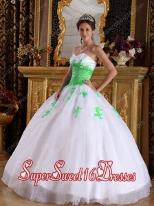 Colourful Ball Gown Sweetheart Appliques Cute Sweet Sixteen Dresses