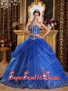 Cute Sweet Sixteen Dresses In Blue Ball Gown Sweetheart With Appliques Organza