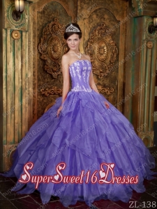 Gorgeous Ball Gown Strapless With Appliques Organza In Purple Cute Sweet Sixteen Dresses