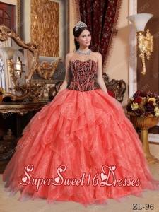 Sweetheart Floor-length Organza Embroidery with Beading Cute Sweet Sixteen Dresses