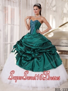 Turquoise and White Ball Gown Sweetheart Custom Made Sweet 16 Dresses with Appliques