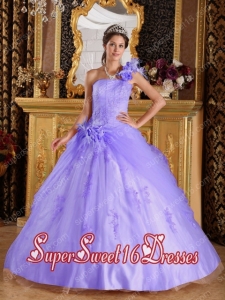 Cute Sweet Sixteen Dresses In Lilac Ball Gown One Shoulder With Appliques Tulle