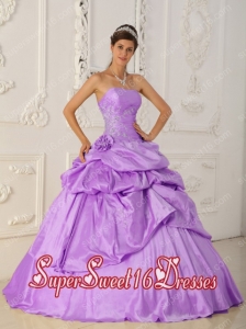 Lavender A-Line / Princess Strapless With Taffeta Beading Cute Sweet Sixteen Dresses