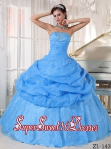 Beautiful Organza Appliques 15th Birthday Party Dresses in Baby Blue