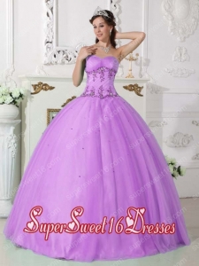 Lilac Ball Gown Sweetheart Tulle and Taffeta MIlitary Ball Dress with Beading