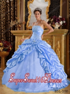 Baby Blue Ball Gown Taffeta and Tulle Popular Sweet 16 Dresses with Beading