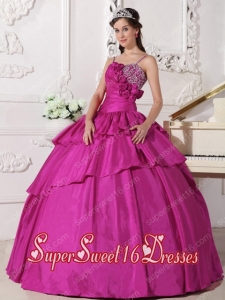 Sweet 16 Dresses In Fuchsia Ball Gown Straps With Taffeta Beading in Plus Size