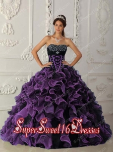 Lavender Ball Gown Sweetheart Organza Pretty Quinceanera Dresses with Beading