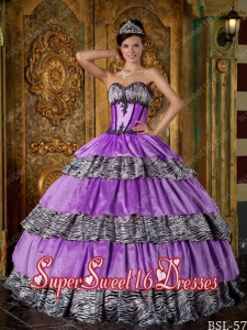 Pretty Ball Gown Sweetheart Zebra Ruffles Quinceanera Dresses