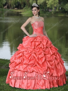 Red Popular Strapless Taffeta Sweet 16 Dresses With Beadeing