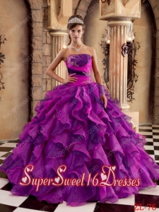 Simple Multi-color Ball Gown Strapless Floor-length Organza Ruffles Sweet Sixteen Dresses