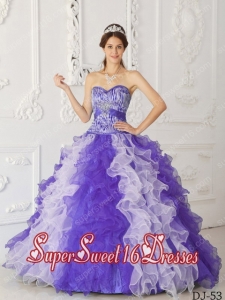 Multi-color A-Line / Princess Sweetheart With Organza Beading For weet 16 Ball Gowns