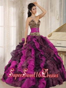 Ruffles and Beading Multi-color V-neck Pretty Quinceanera Dresses