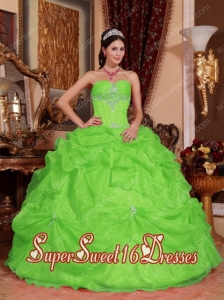 Spring Green Ball Gown Sweetheart Floor-length Organza Beading Simple Sweet Sixteen Dresses