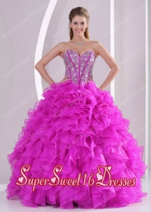 Unique Ruffles and Beading Sweetheart With Sweet 16 Ball Gowns for 2014 summer