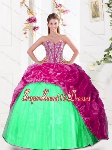 2015 Fashionable Sweetheart 15th Birthday Party Dresses with Beading and Pick Ups